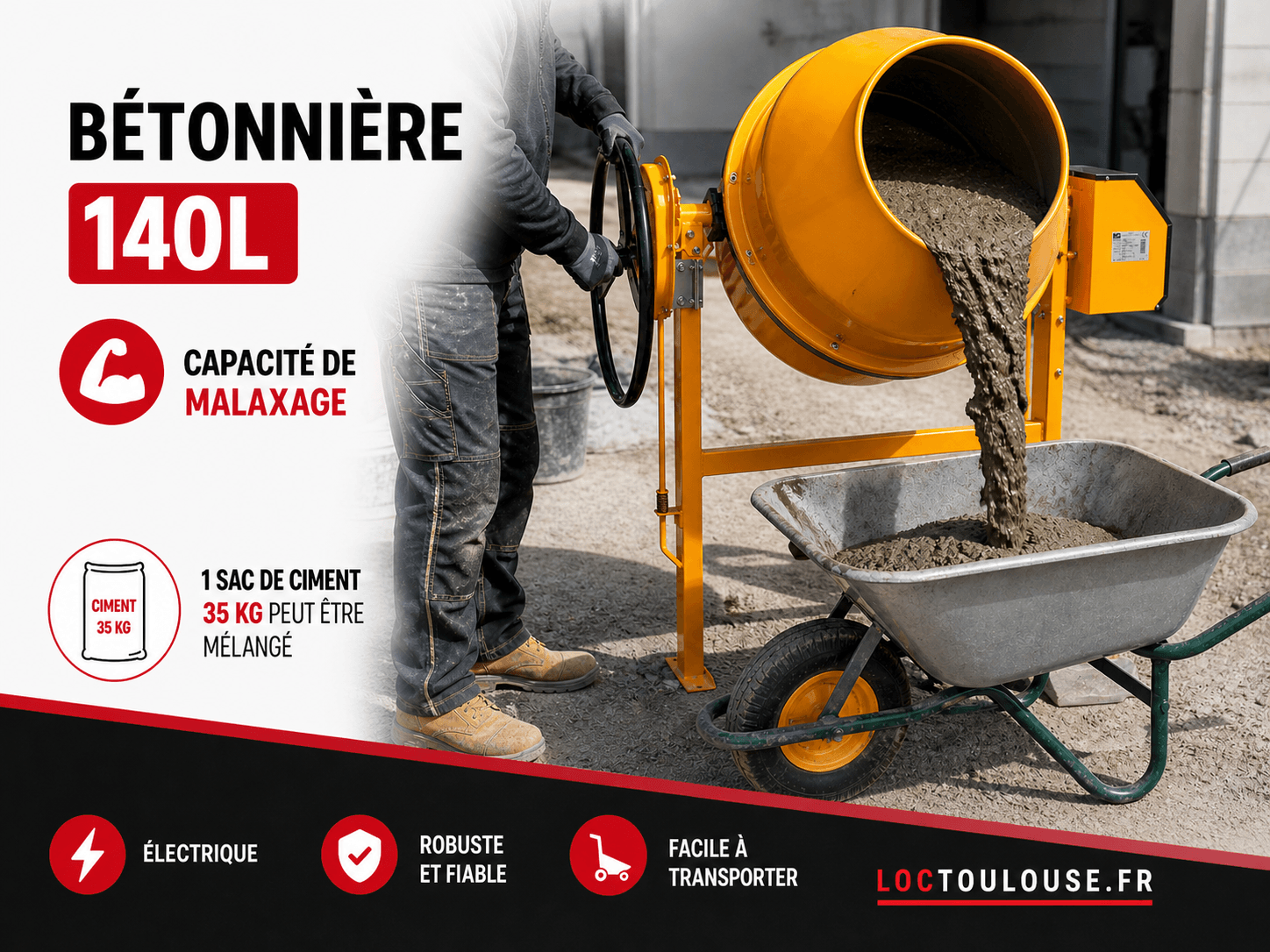 Matériel BTP béton petits volumes agglo toulousaine