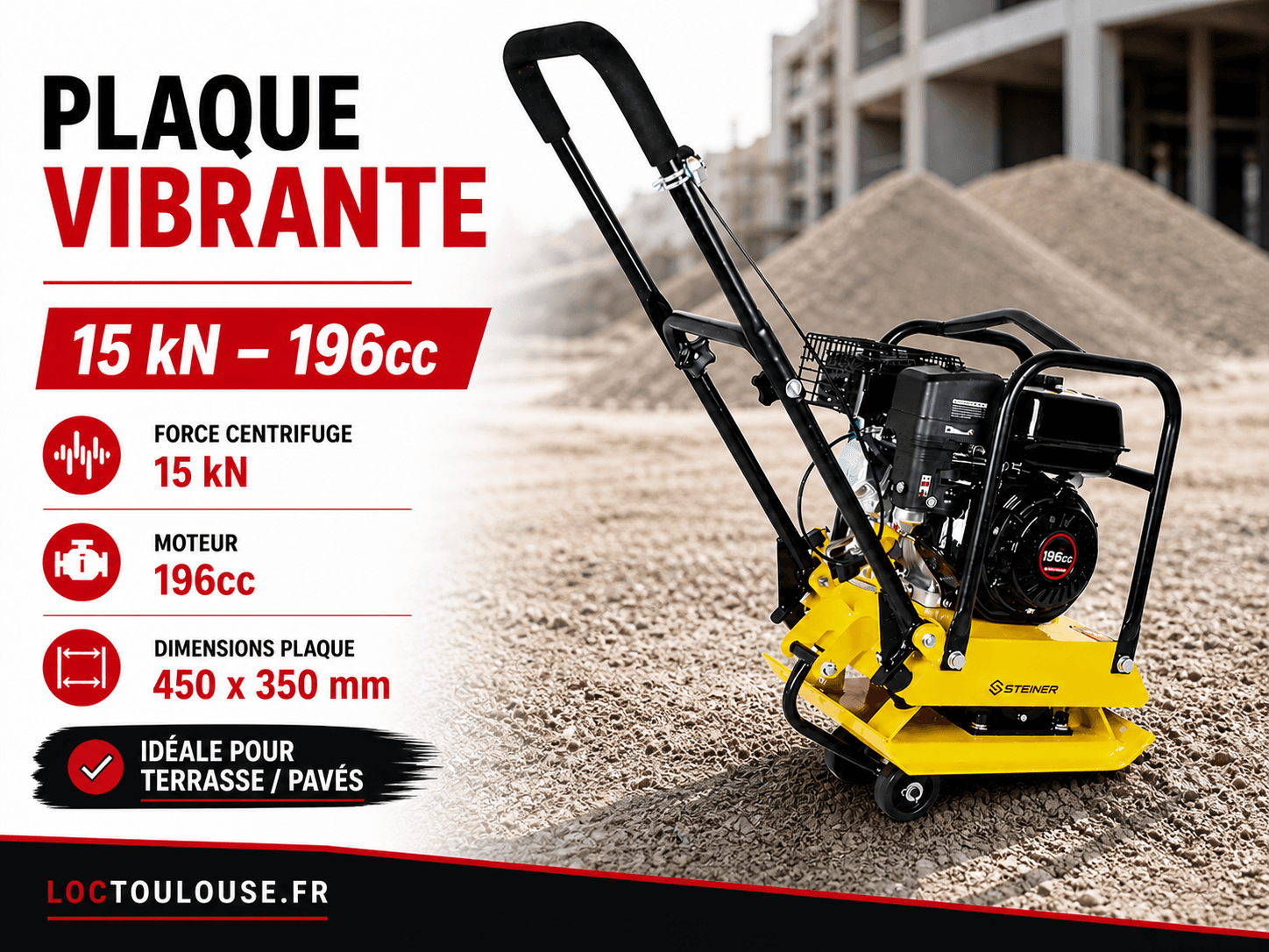 Plaque vibrante professionnelle — LOC TOULOUSE Toulouse