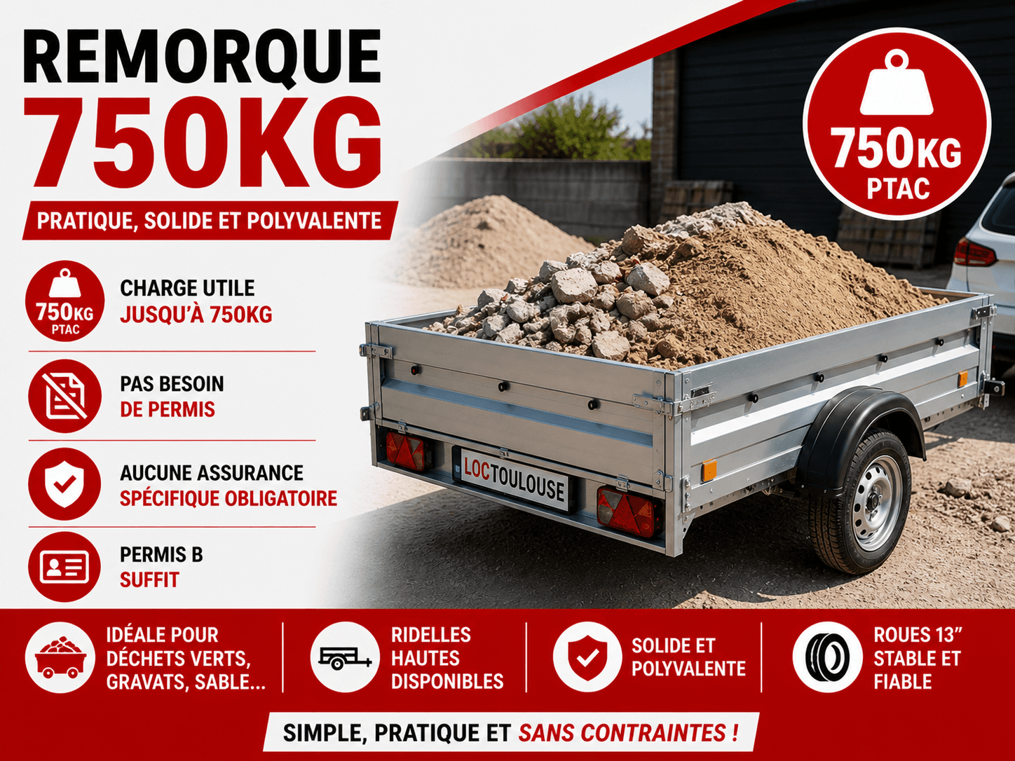 Attelage et sécurisation du chargement — location remorque